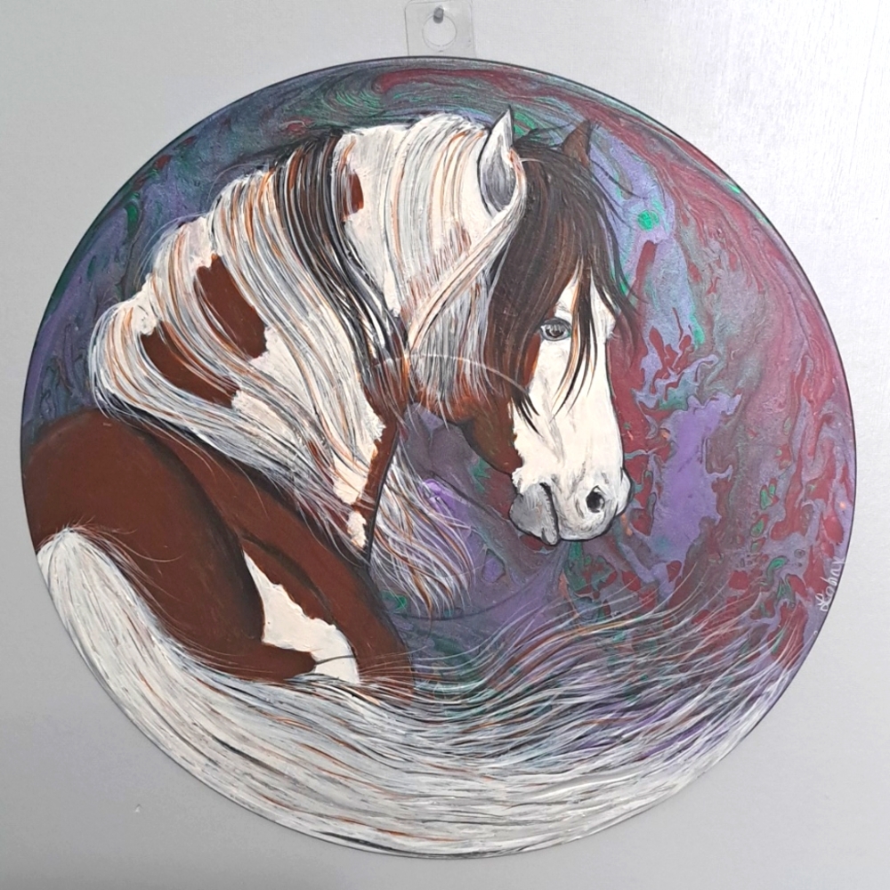 Hand Crafted Paint Horse Vinyl Record Wall Art